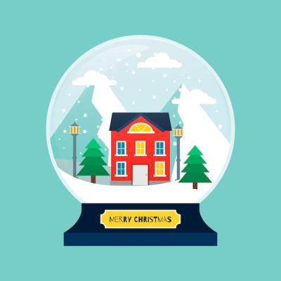 Flat Design Christmas Snowball Globe – Free Download