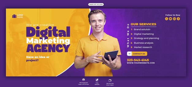 Digital Marketing Agency and Corporate Facebook Cover Banner Template – Free Download