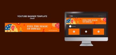 Diwali Celebration YouTube Banner Template – Free Download