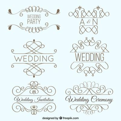 Cute Lineal Wedding Ornaments Pack – Free Download