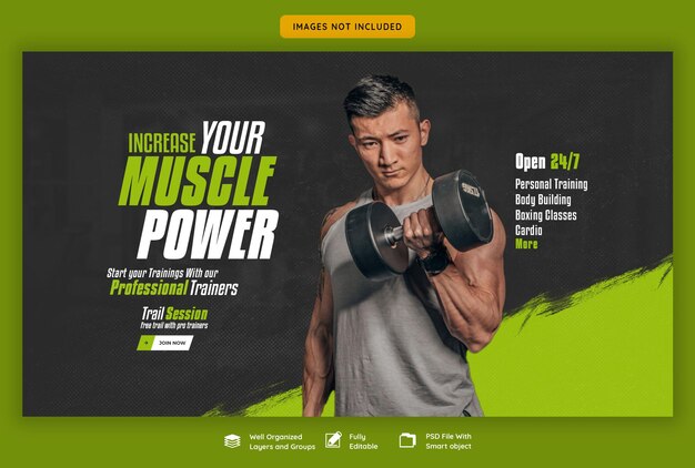 Gym and Fitness Web Banner Template – Free Download