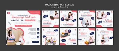 Abstract Design Language Classes Instagram Post Collection – Free Download