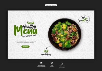 Food Menu and Restaurant Web Banner Template – Free Download