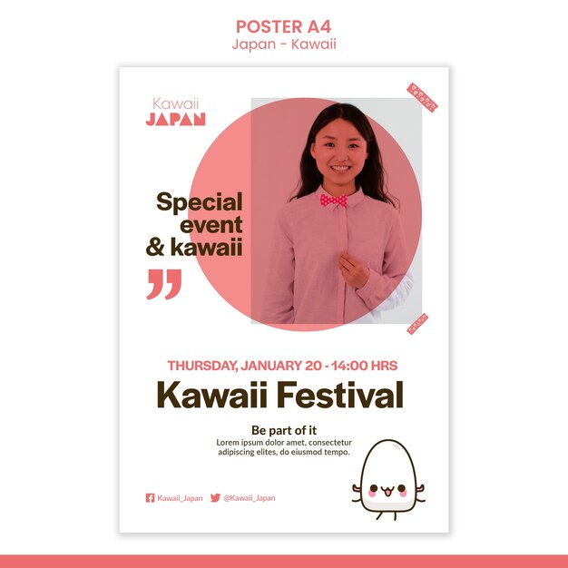 Japan Kawaii Poster Design Template – Free Download