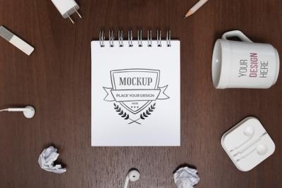 Desk Mock-Up Featuring a Mug – Free Download