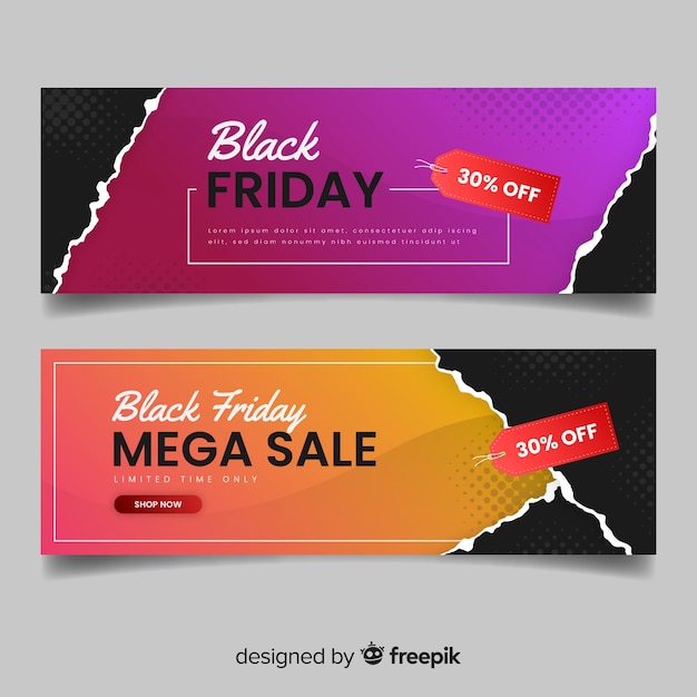 Flat Design Black Friday Banners – Free Download