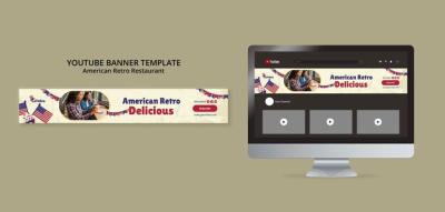 YouTube Banner Template for Retro American Restaurant – Free Download