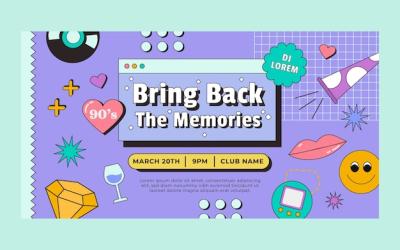 Hand Drawn 90s Party Facebook Post – Free Download