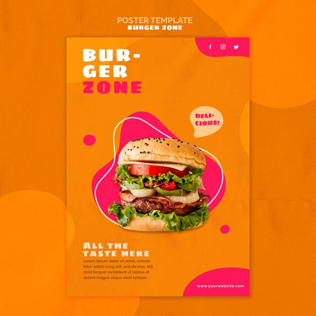 Creative Poster Template for Burger Restaurant – Download Free Stock Photo