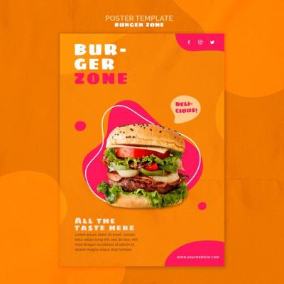 Creative Poster Template for Burger Restaurant – Download Free Stock Photo