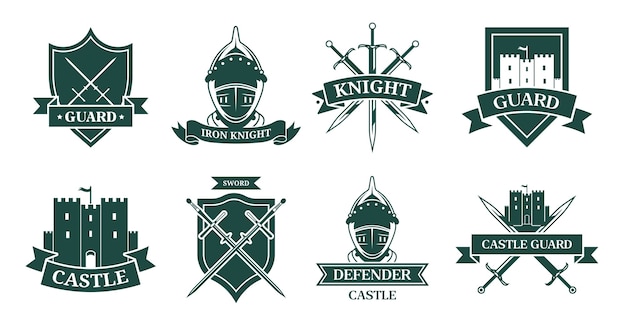 Monochrome Vector Collection of Ancient Knights, Warriors, and Medieval Emblems – Free Download