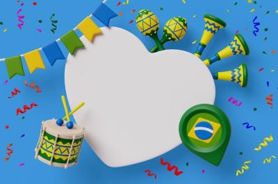 Brazilian Carnival 3D Rendered Blank Banner Background – Free Download