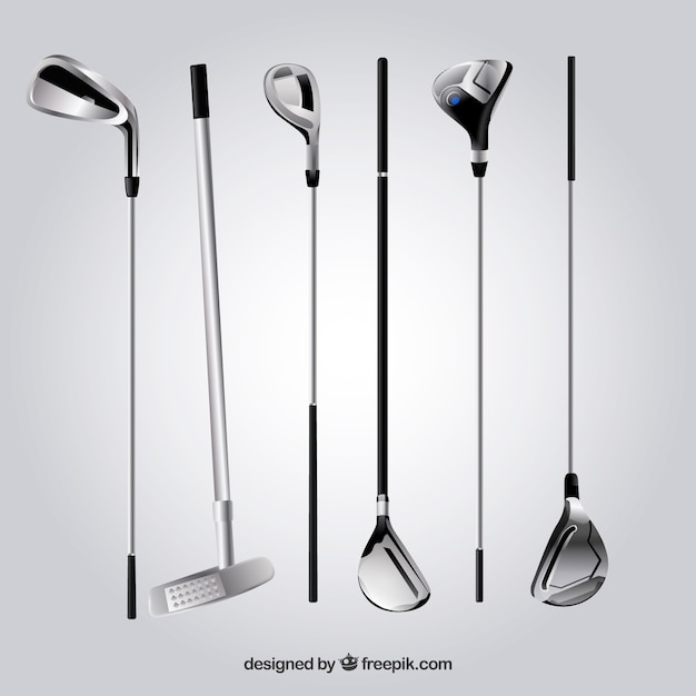 Silver Golf Clubs Vector Templates – Free Download