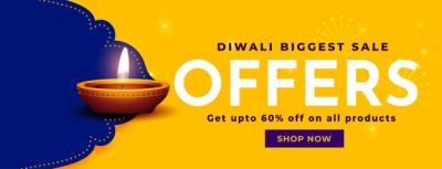 Diwali Sale and Offer Banner with Realistic Diya – Free Download