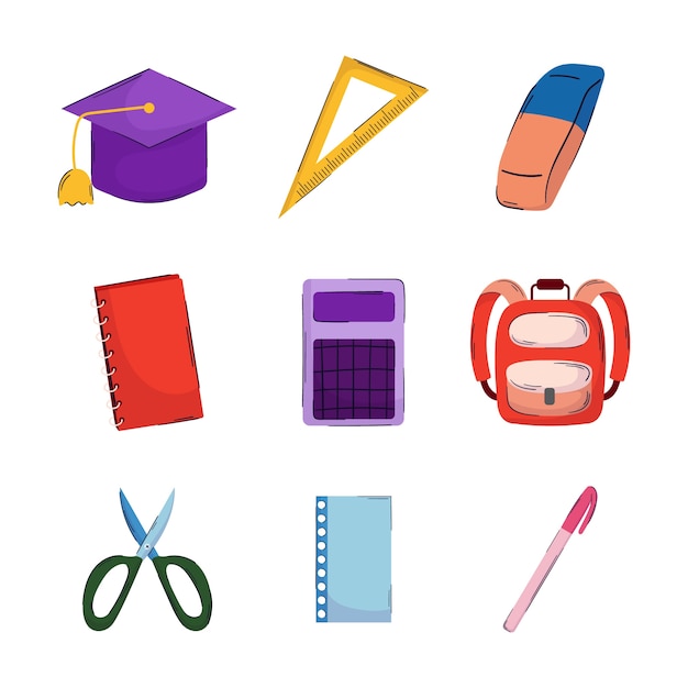 Flat Back to School Elements Collection – Free Download