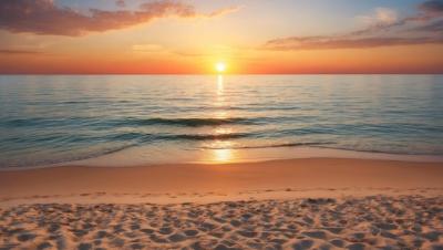 Stunning Sunset Over a Tranquil Beach – Free Stock Photo for Relaxation or Travel