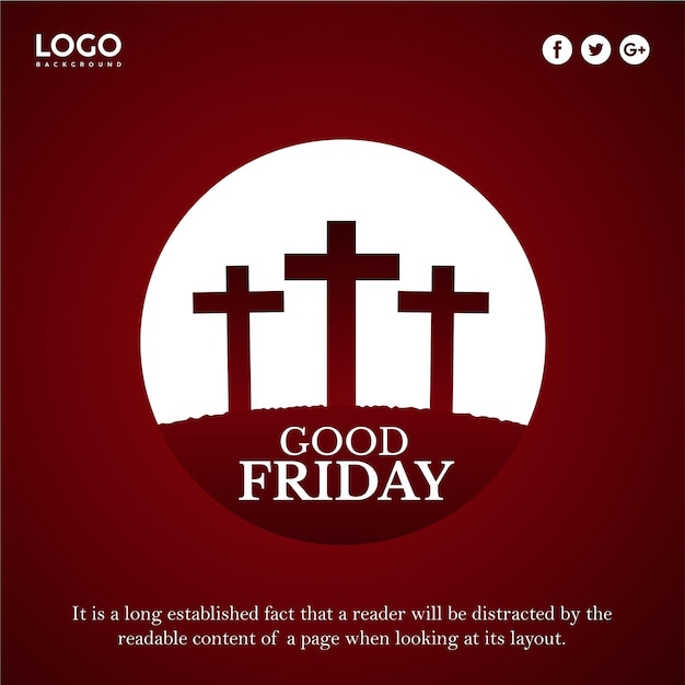 Maroon and White Background Good Friday Social Media Design Banner – Free to Download