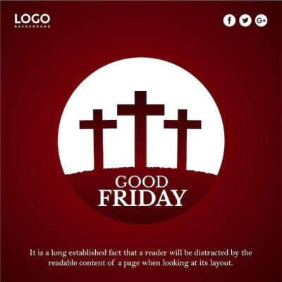 Maroon and White Background Good Friday Social Media Design Banner – Free to Download