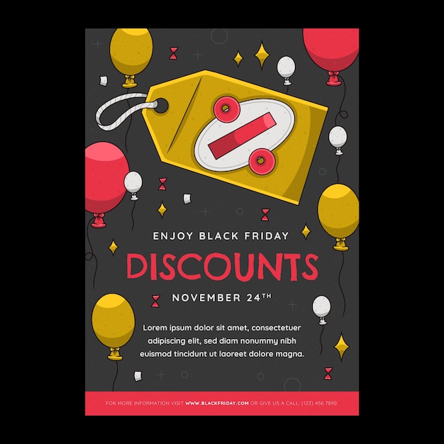 Hand Drawn Vertical Poster Template for Black Friday Sales – Free Download