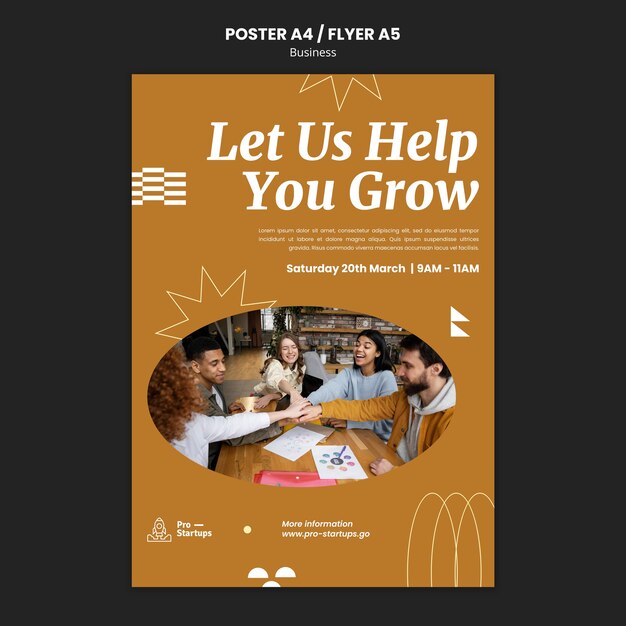 Creative Business Solutions Vertical Poster Template Featuring Colleagues – Free Download