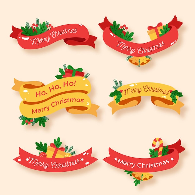 Flat Christmas Ribbon Collection – Free Download