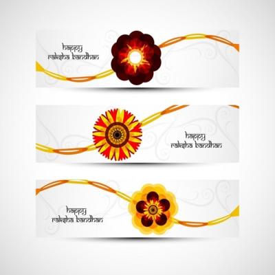 Beautiful Raksha Bandhan Banners Featuring Flowers – Free Download