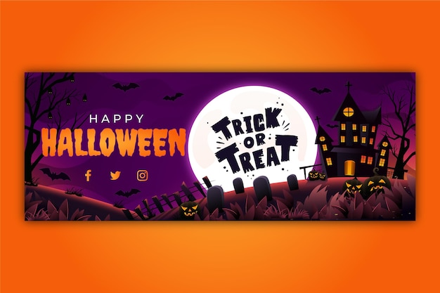 Gradient Halloween Social Media Cover Template – Free Download