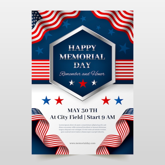 Gradient Memorial Day Vertical Flyer Template – Free Download