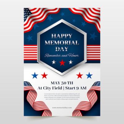 Gradient Memorial Day Vertical Flyer Template – Free Download