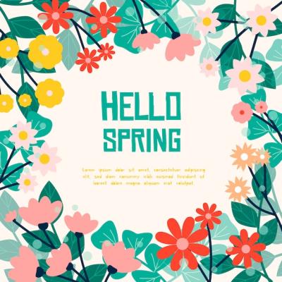 Hello Spring Lettering Surrounded By Flowers – Free Stock Photo for Download