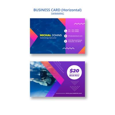 Professional Swimming Business Card Template – Free Download