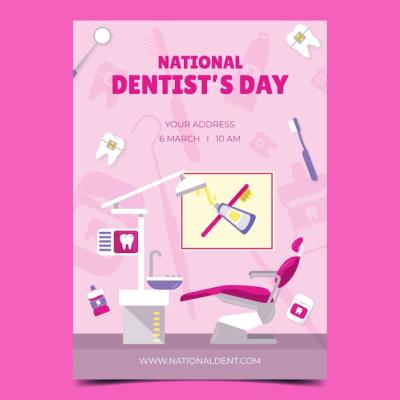 National Dentist’s Day Hand Drawn Vertical Poster Template – Free Download