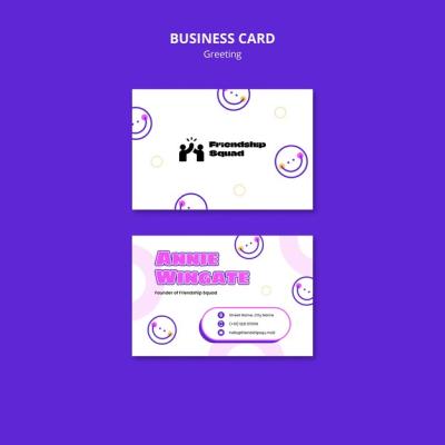 Flat Design Friendship Greeting Business Card – Free Download