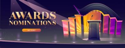 Award Nominations Cartoon Banner with Tribune – Free Download