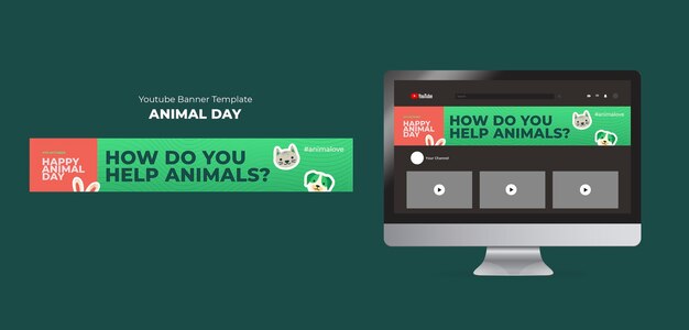 Animal Day YouTube Banner Template – Free Download