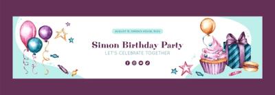 Children’s Birthday Party Celebration Twitch Banner Template – Free Download