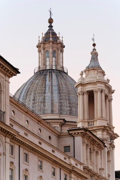 Stunning View of Navona Square and S Agnese in Agone Church Bell Tower – Free Stock Photo for Download