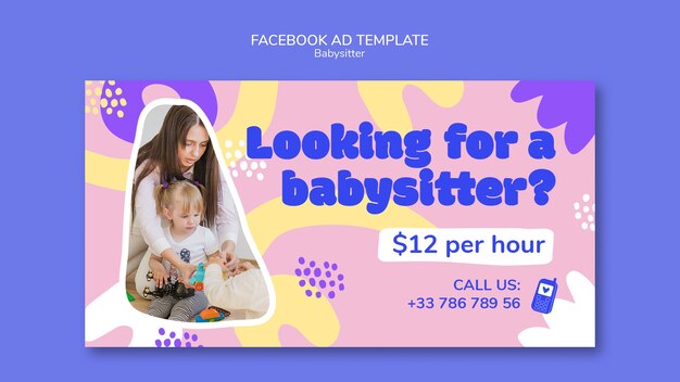 Babysitter Flat Design Template – Free Download