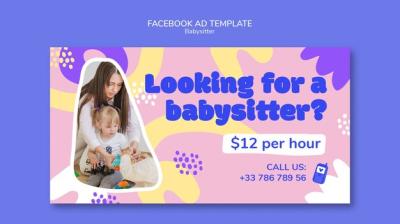 Babysitter Flat Design Template – Free Download