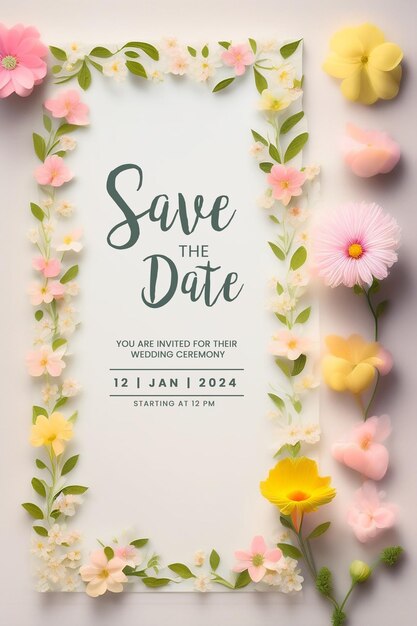 Beautiful Floral Wedding Invitation Cards PSD – Download Free Stock Photo