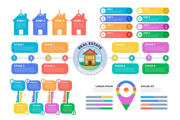 Flat Real Estate Infographic Template – Free Download