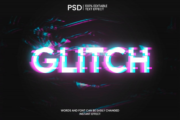 Glitch Text Effect PSD Template – Free Download