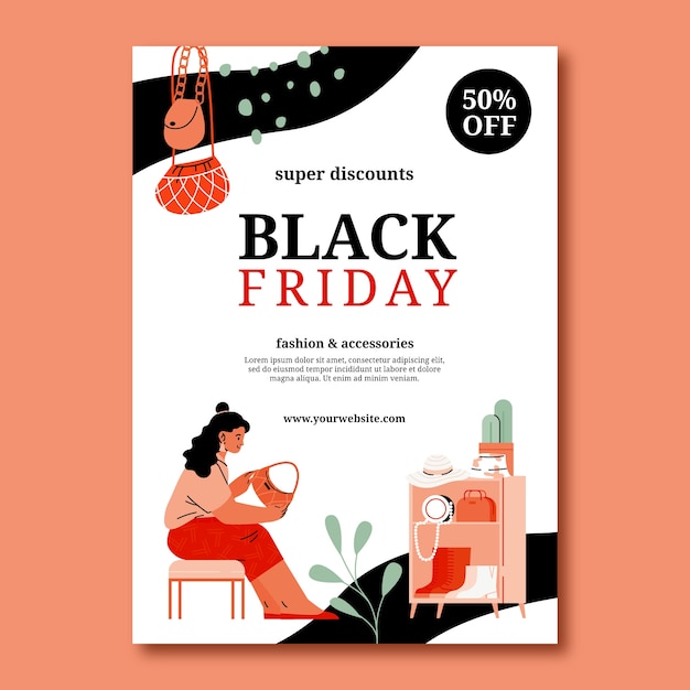 Flat Vertical Poster Template for Black Friday Sales – Free Download