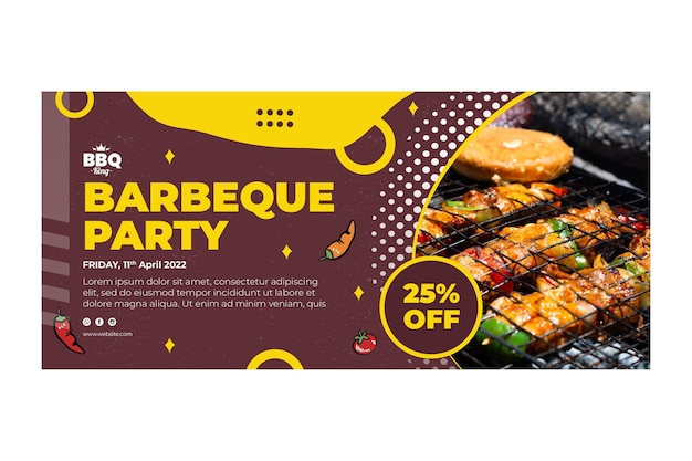 Barbeque Party Horizontal Banner Template – Free Download