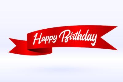 Happy Birthday Celebration Ribbon Background – Free Download