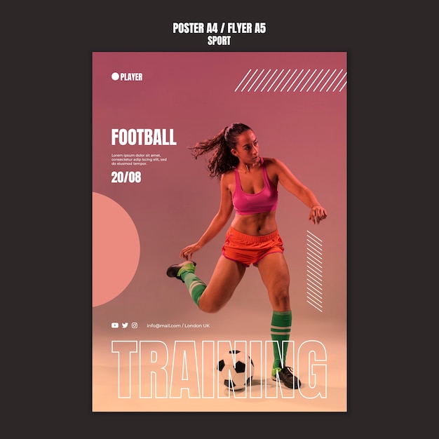 Woman Playing Football – Sport Poster Template for Free Download