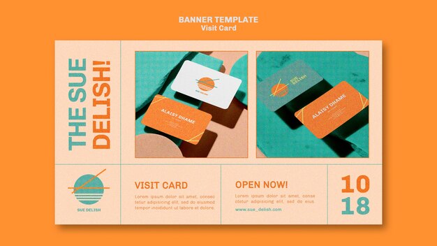 Food Bistro Horizontal Banner Template with Visit Card â Free Download