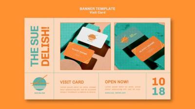 Food Bistro Horizontal Banner Template with Visit Card â Free Download