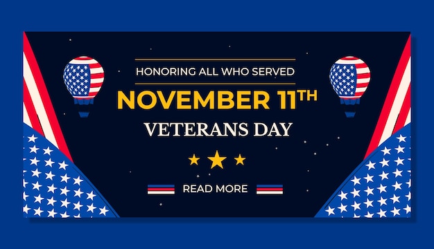 Flat Veterans Day Horizontal Banner Template – Free Download