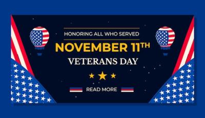 Flat Veterans Day Horizontal Banner Template – Free Download